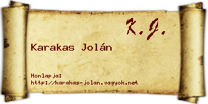 Karakas Jolán névjegykártya