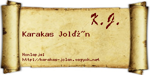 Karakas Jolán névjegykártya