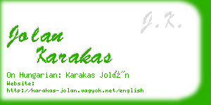 jolan karakas business card